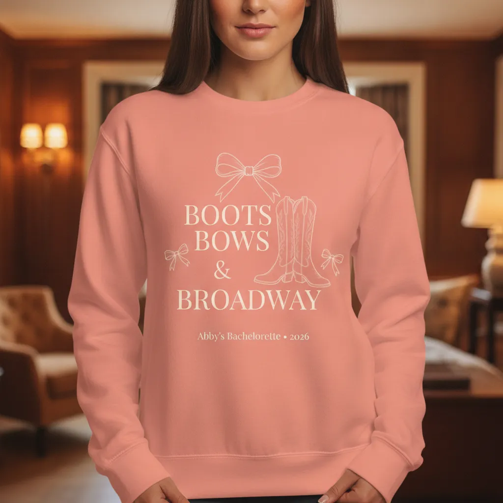Personalized "Boots, Bows, and Broadway" Premium Sweatshirt - Image 4