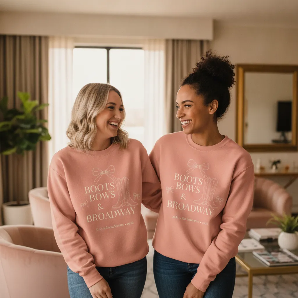 Personalized "Boots, Bows, and Broadway" Premium Sweatshirt - Image 3